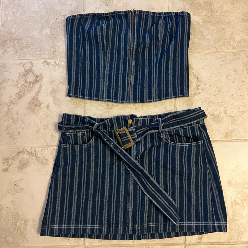 Princess Polly Denim Set, Color: Dark Wash, Size: US 10